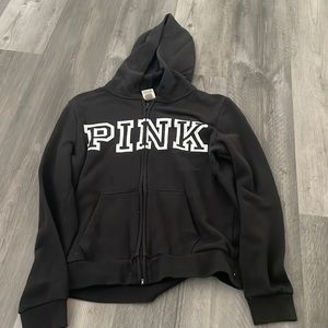 PINK black zip up sweatshirt